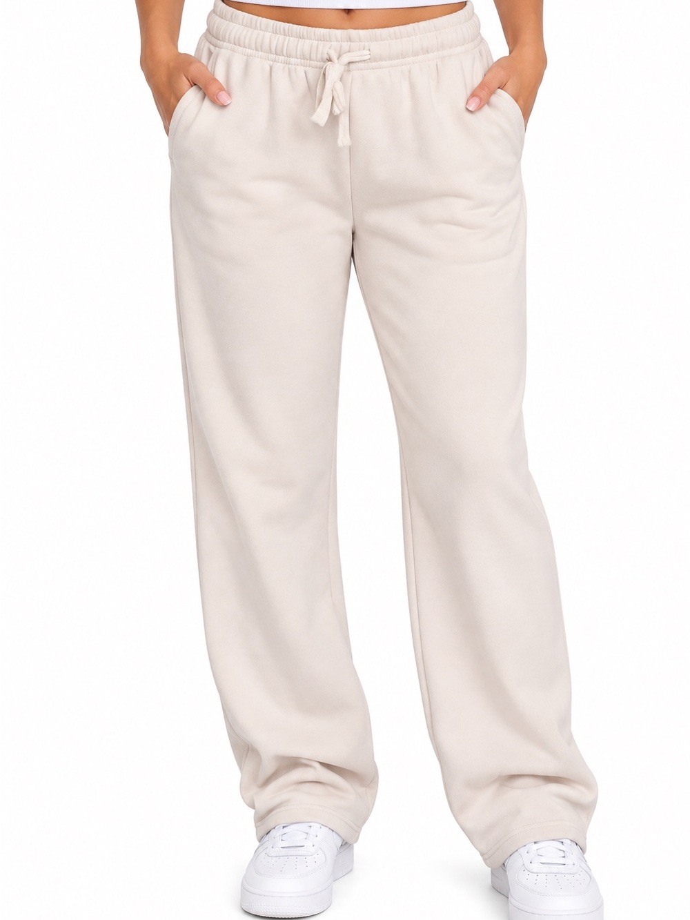 cream fleece sweatpants size large